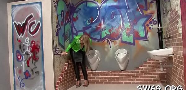  Horny chick gets her hot ass covered with slime at gloryhole